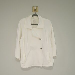 Chico's Knit Blazer Coat XL 16 Cream Ivory Winter White Pockets Minor Flaws